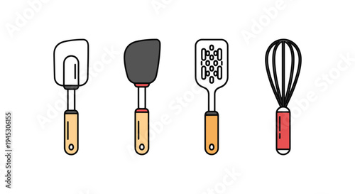 Spatula Line art vector set elegant colorful abstract