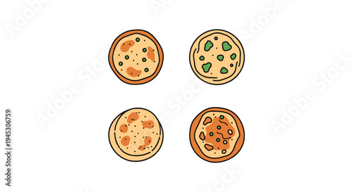 Spinach Paratha Line art minimal bold abstract color vector