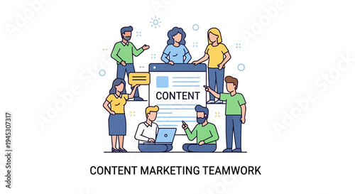Content marketing team illustration website planning and collaboration