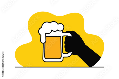 Foamy Beer Mug in Hand, refreshment concept