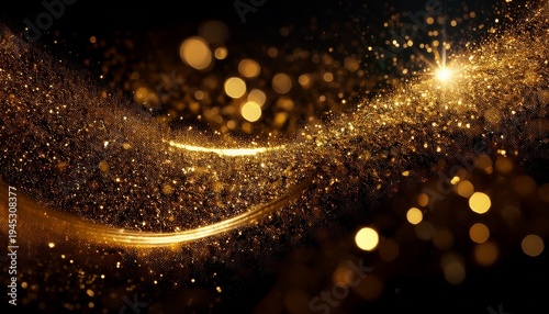 Abstrakte Elegante Detaillierte Goldglitterpartikel Fliessen Mit Geringer Scharfentiefe Unter Wasser Feiertagszauber Schimmernder Luxushintergrund Festliches Glitzern Und Lichter Sei Konzentriert