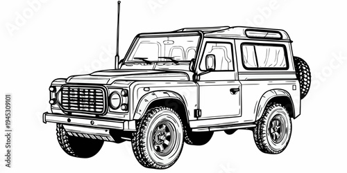 Off-Road 4x4 SUV Vector - Classic Rugged All-Terrain Vehicle Illustration