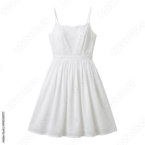 Bild auf Leinwand Simple white cotton summer dress with spaghetti straps