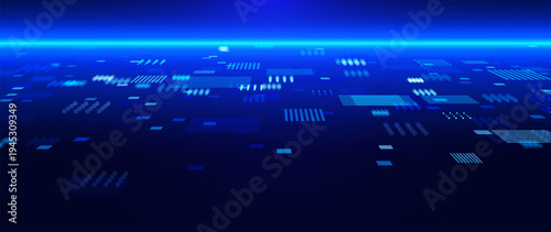 Abstract Digital Technology Futuristic Background. Square Pixels Halftone Pattern Tech Mosaic. Technology or Science Research Presentation Backdrop. Vector Illustration.