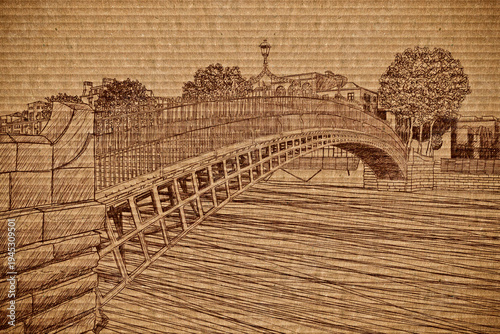 Bild auf Leinwand THE MOST FAMOUS BRIDGE IN DUBLIN CALLED HALF PENNY BRIDGE DUE TO THE TOLL CHARGE