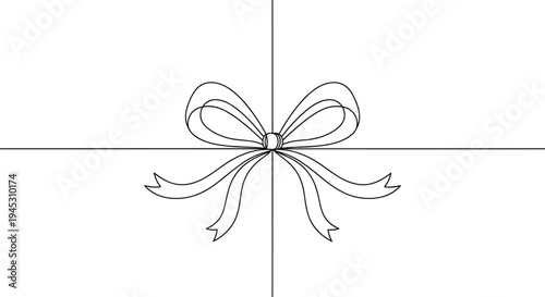 Continuous one line drawing of a decorative ribbon bow for gift wrapping birthday celebration Christmas surprise and festive greeting card decoration