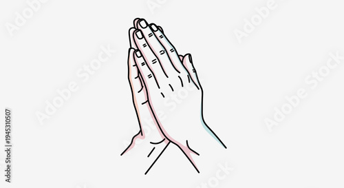 Hands in prayer position with clean white background vector illustration