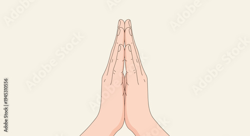 Hands in prayer position with fingers touching vector illustration design