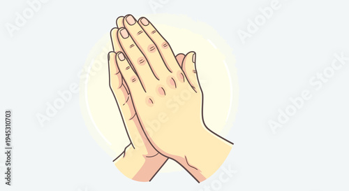 Hands praying illustration of intertwined palms isolated on white background