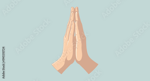 Hands praying illustration vector graphic on neutral background