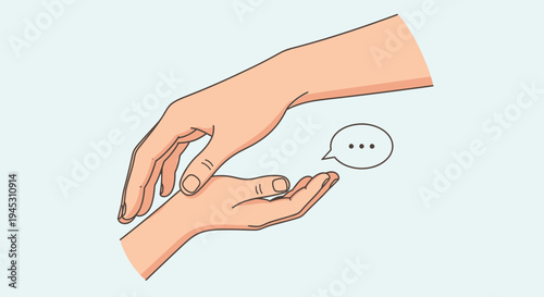 Hands reaching and helping with communication symbol vector illustration