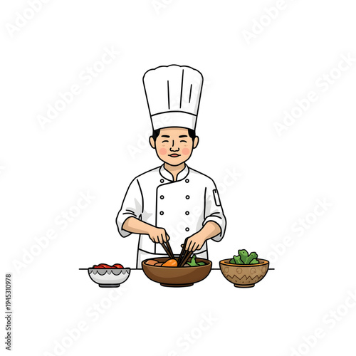chef with a frying pan