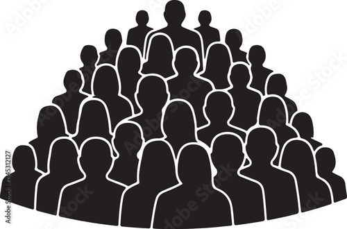 Set of 32 black people icons vector isolated PNG with Transparent Background