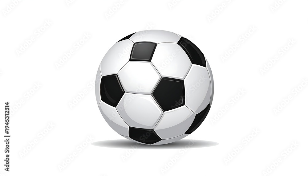 Fototapeta premium A 3D rendered soccer ball, a classic design with black and white pentagons and hexagons, isolated on a white background with subtle shading