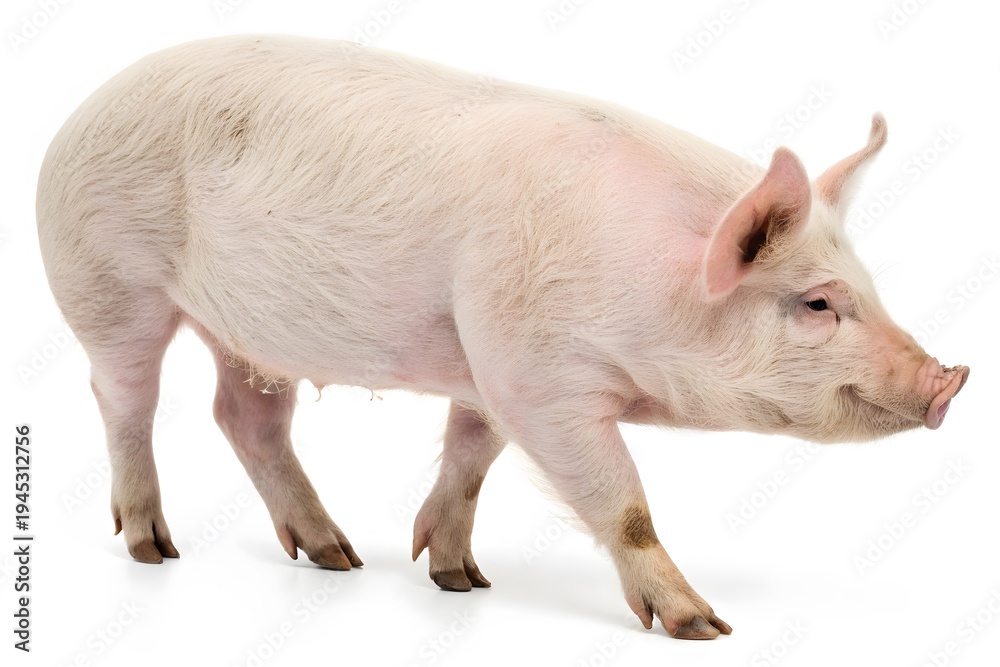 Fototapeta premium Close-up of a healthy pig moving forward
