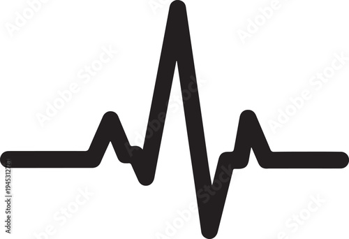 Vector heartbeat line icon, black color isolated PNG with Transparent Background
