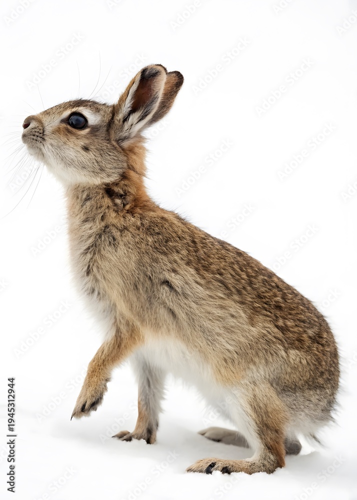 Obraz premium Small rabbit in snowy white background