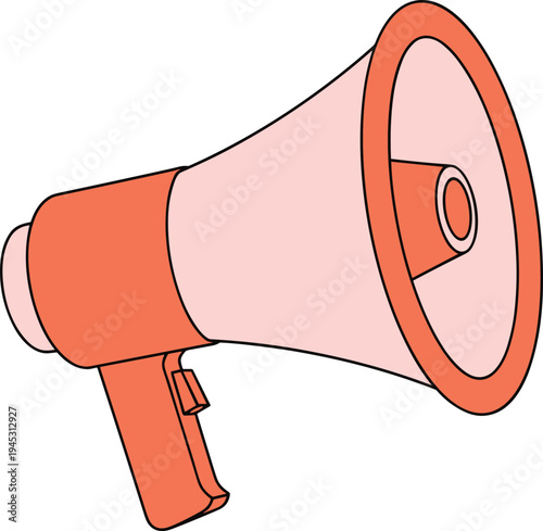 Megaphone Loudspeaker Announcement Speaker Bullhorn Communication Icon Flat Vector Illustration