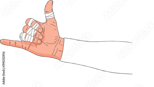 Hand with Bandage Injury Medical Care Vector Illustration