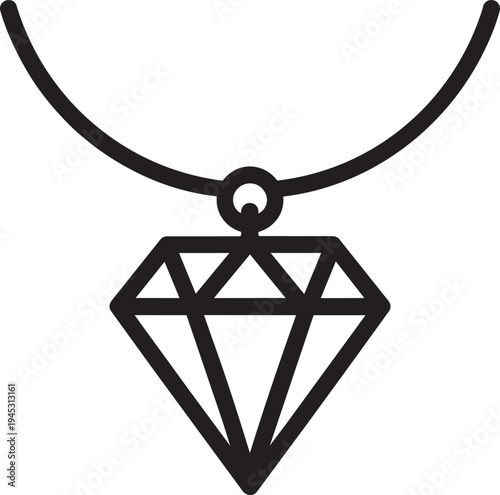 Jewelry accessories store diamond necklace outline icon for shopping mall navigation and shop category sign symbol