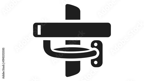 Black icon of a corner bathroom shelf with storage basket and towel holder