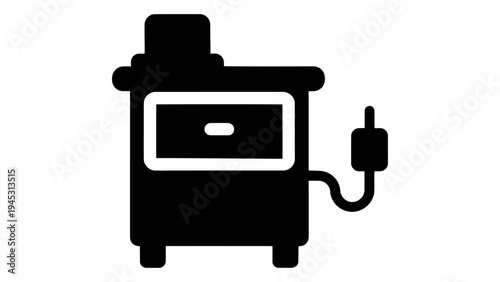 A black silhouette of a bedside charging table with a phone and a plug