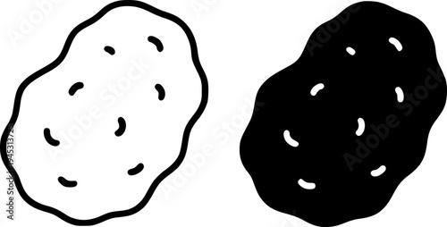 Nugget illustration icon, outline and silhouette, for fast food design