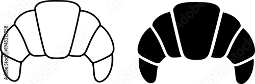 Croissant illustration icon, outline and silhouette, for fast food design