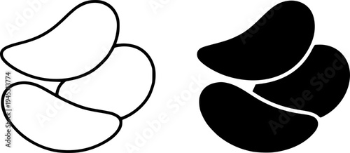 Cassava chips illustration icon, outline and silhouette, for snack design