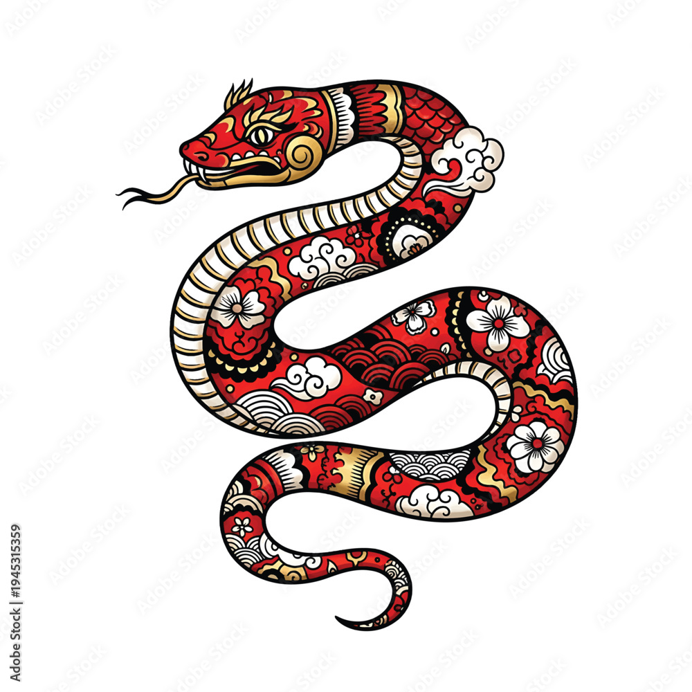 Obraz premium Chinese Zodiac Snake Illustration