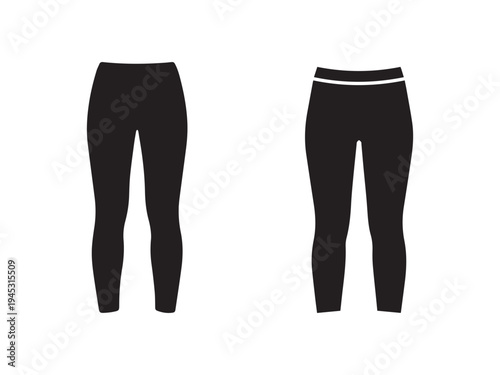 Black leggings for women  front and back view  seamless pattern  fashion design  athletic wear  sportswear  yoga pants  fitness clothing  clothing items