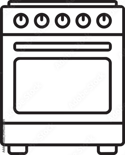 Home appliance electronics stove oven outline icon for shopping mall navigation and shop category sign symbol