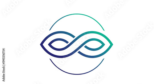 Abstract infinity symbol graphic within a circle design for conceptual themes