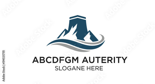 Abstract mountain peak logo design with corporate branding elements