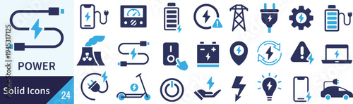 ベクターの電力に関するシルエットアイコンセット
