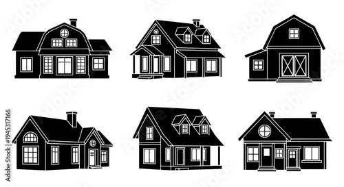 Black and White House Silhouettes: Architectural Icons for Real Estate and Design