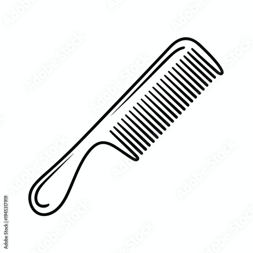 Vector illustration of a black plastic hair clipper comb and grooming brush tool isolated on white background for hairdresser styling and barber hygiene equipment