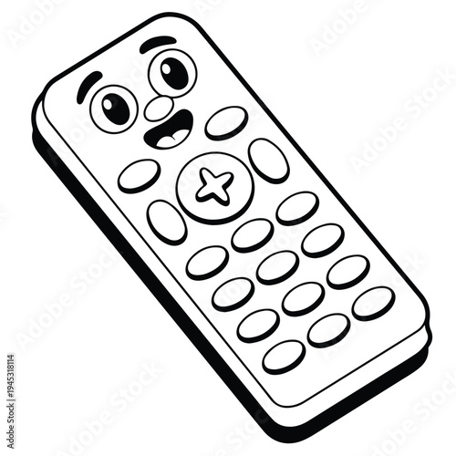 A hand holds a black electronic TV remote control with a digital button keypad isolated on white for changing channels and volume on entertainment equipment