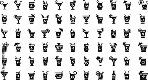 Set of 40 cocktail icons vector