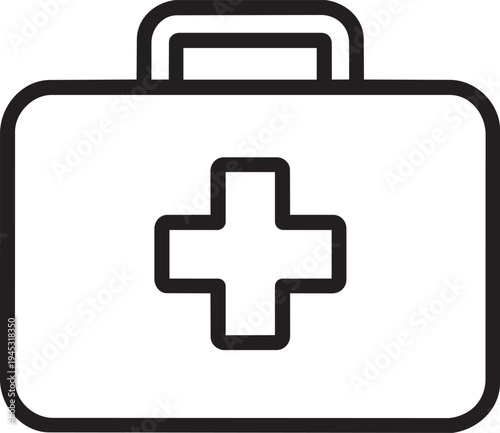 Pharmacy medical cross first aid kit box outline icon for shopping mall navigation and store category sign