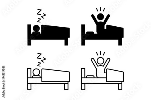 眠る人と起きる人のアイコンセット