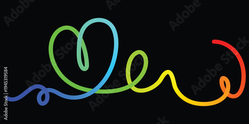 Vibrant rainbow colored neon light graffiti on black background