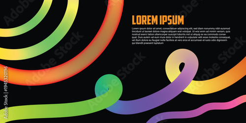 Vibrant multicolor swirling patterns on black background