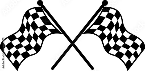 crossed checkered racing flags, crossed finish line symbol isolated on white background vector 