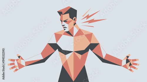 A man experiencing muscle pain and strain in his body