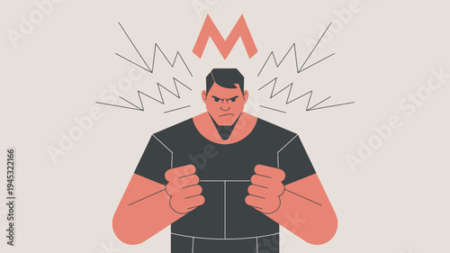 An angry man with clenched fists and a furious expression on his face is ready to take on a challenge with a bold and powerful attitude.