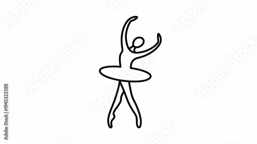 Elegant ballerina dancing in a graceful pose with arms raised high in the air on white background