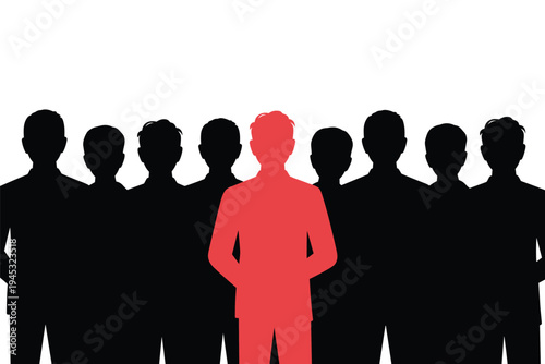 Standing Out Figure, uniqueness leadership concept