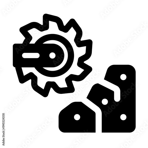 Mining Saw Glyph Icon. Single icon, glyph vector icon