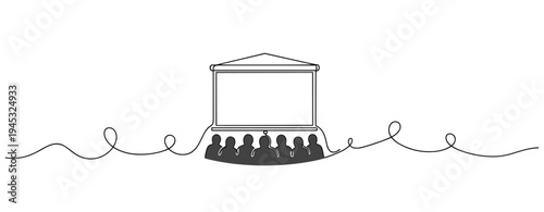 Audience watching presentation on projection screen in auditorium. no editable stroke